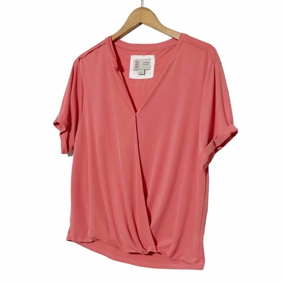 Anthropologie Ribbed Knit Bubble Hem Wrap Blouse - Picture 8 of 14